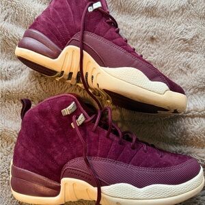 Nike Burgundy and Cream Suede High-Top Sneakers